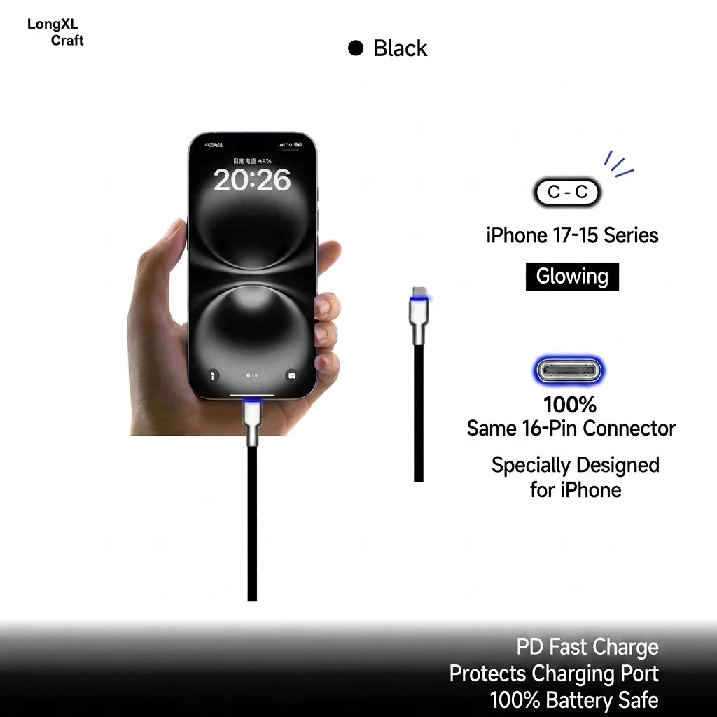 240W USB-C Cable - Black Color Card