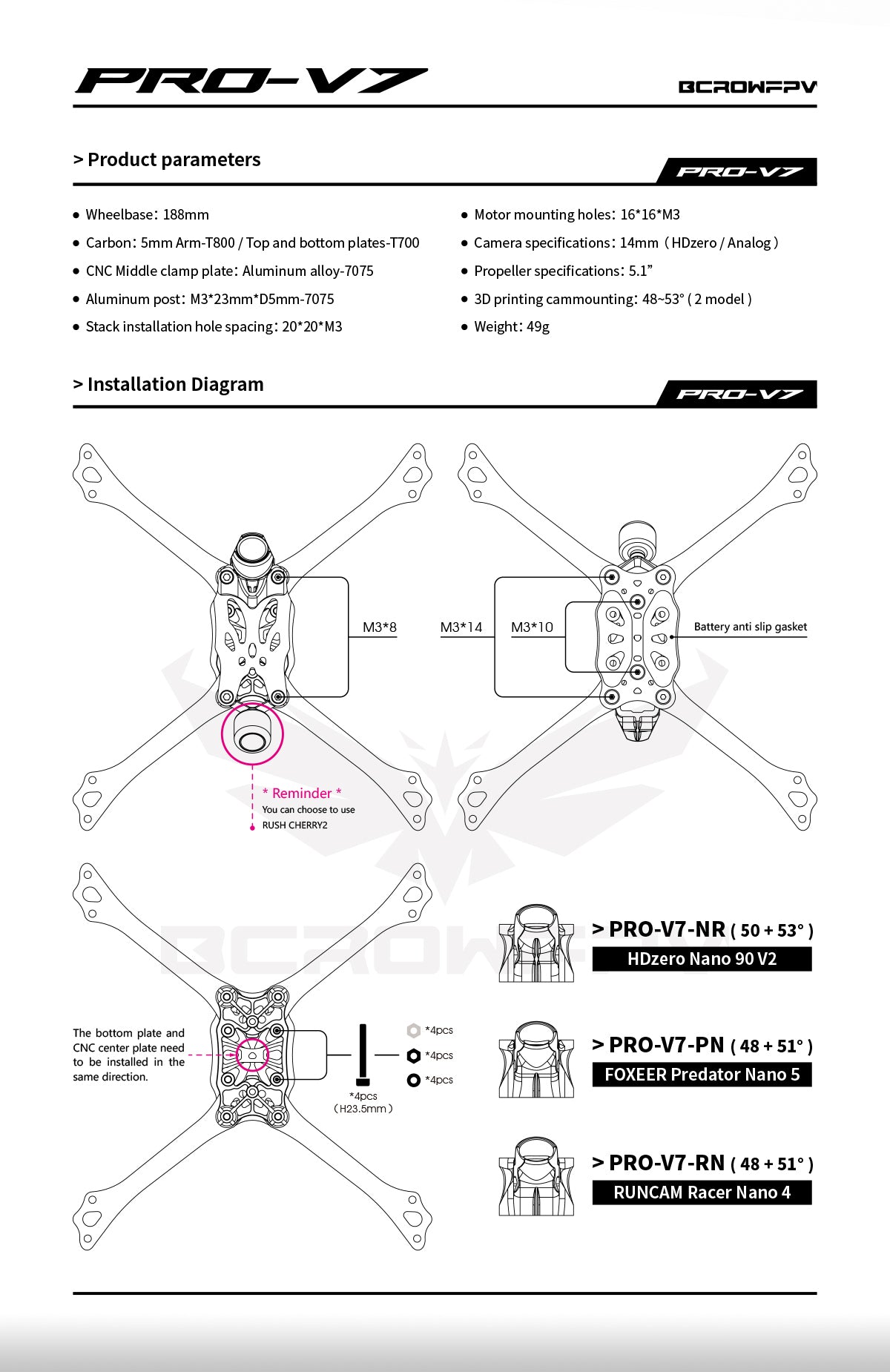 Bcrow Racing Frame V7 套件新款
